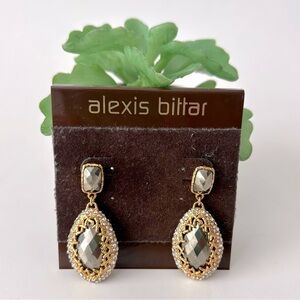 Alexis Bittar Pyrite Crystal Swarovski Pave Earrings Gold Mixed Metal Sparkle